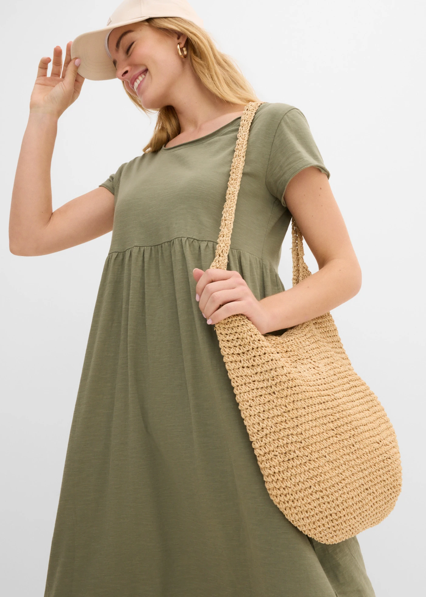 Robe midi 100% coton • olive • Boutique bonprix