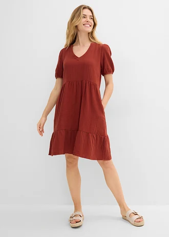 Robe oversize en gaze de coton • beige amande • Boutique bonprix