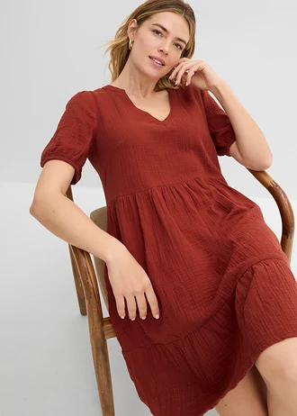 Robe oversize en gaze de coton • beige amande • Boutique bonprix