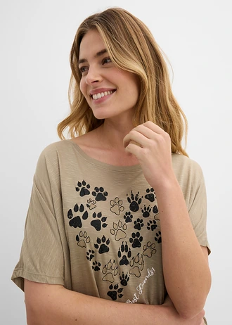 T-shirt van soepele viscose • new kaki • bonprix online shop