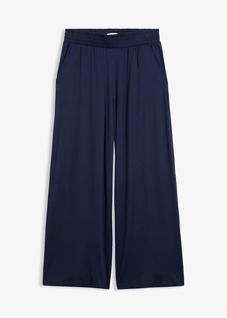 7/8 jersey broek van een soepele viscosemix, Kleur: donkerblauw