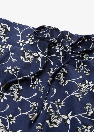 Pantalon palazzo en viscose extensible • bleu foncé floral • Boutique bonprix