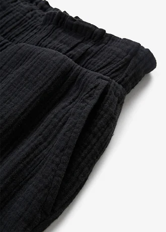Kalhoty Culotte z bavlněného mušelínu • černá • bonprix obchod