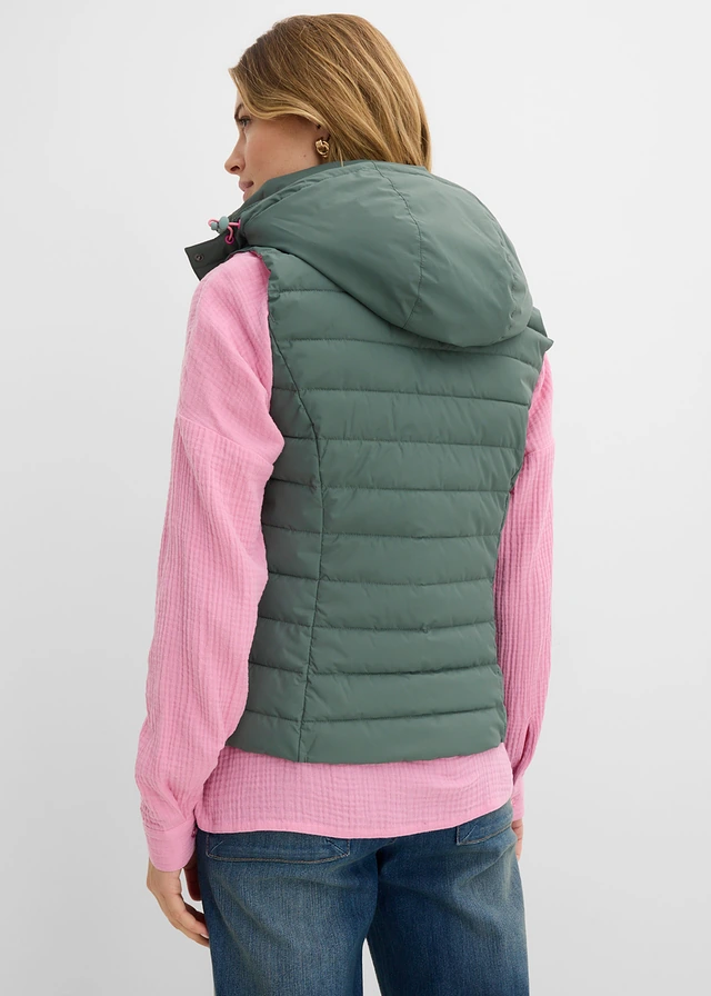 Bodywarmer met capuchon • eucalyptusgroen-roze • product-page.page-title-suffix