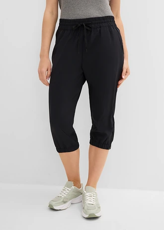 Sneldrogende outdoor broek in caprilengte, Kleur: zwart
