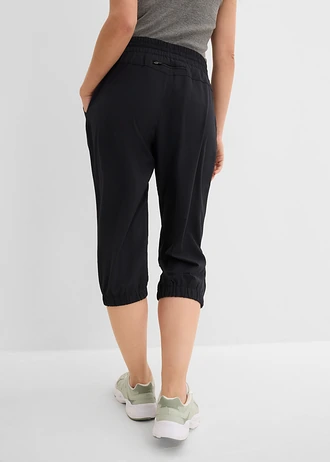Sneldrogende outdoor broek in caprilengte, Kleur: zwart