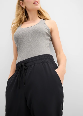 Sneldrogende outdoor broek in caprilengte, Kleur: zwart