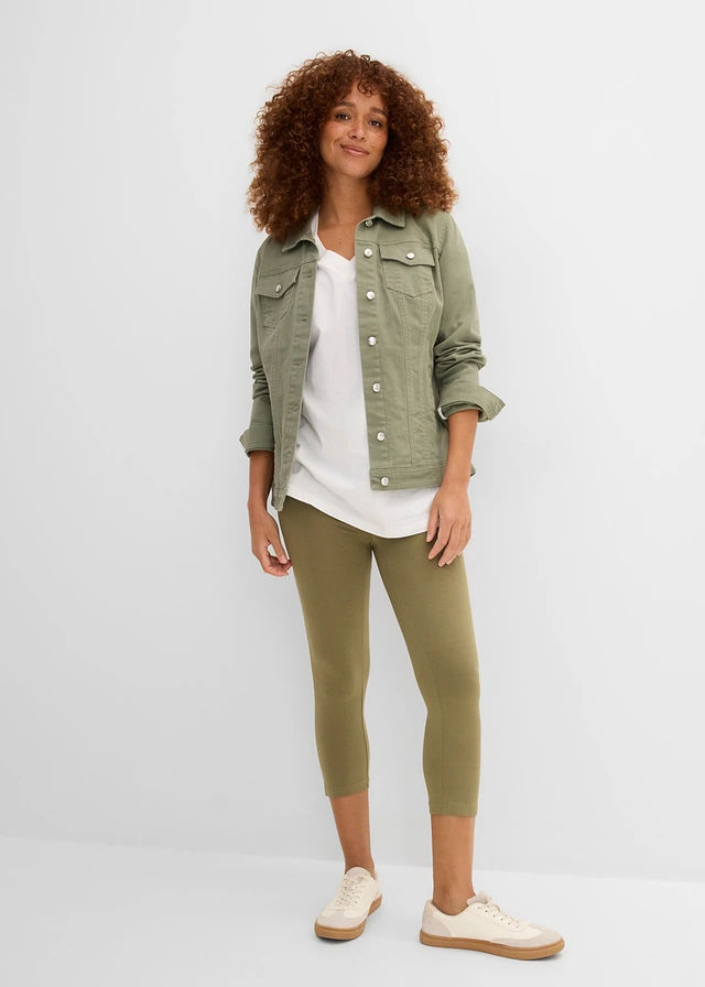 Caprilegging (set van 2) olijfgroen+zwart