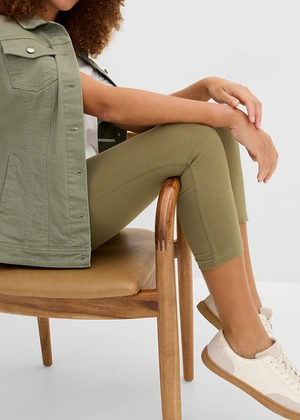 Slim fit capri legging (set van 2) • olijfgroen+zwart • bonprix online shop