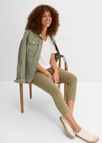 Slim fit capri legging (set van 2) • olijfgroen+zwart • bonprix online shop