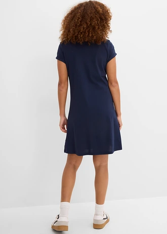 Robe en jersey 100% coton, Couleur: bleu foncé