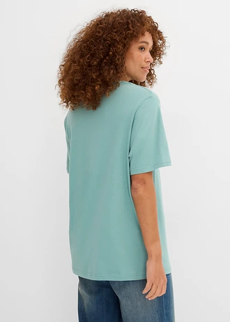 Wijd longshirt met V-hals, korte mouw  (set van 5) • lichtviolet+rooksalie+kristalroze+zwart+wit • bonprix online shop