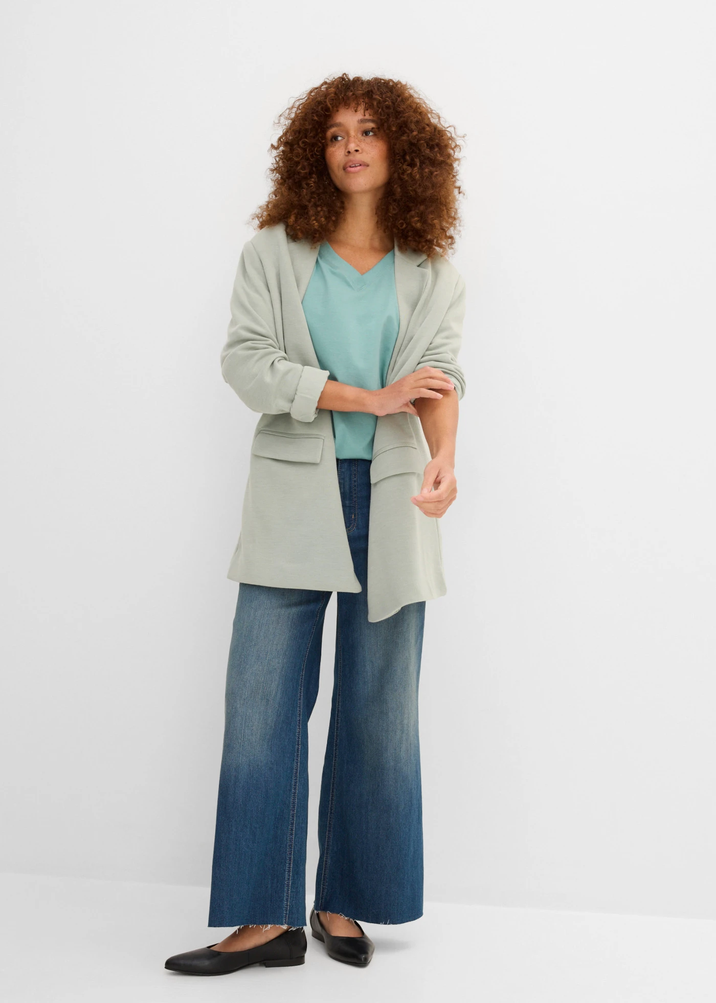 Wijd longshirt met V-hals, korte mouw  (set van 5) • lichtviolet+rooksalie+kristalroze+zwart+wit • bonprix online shop