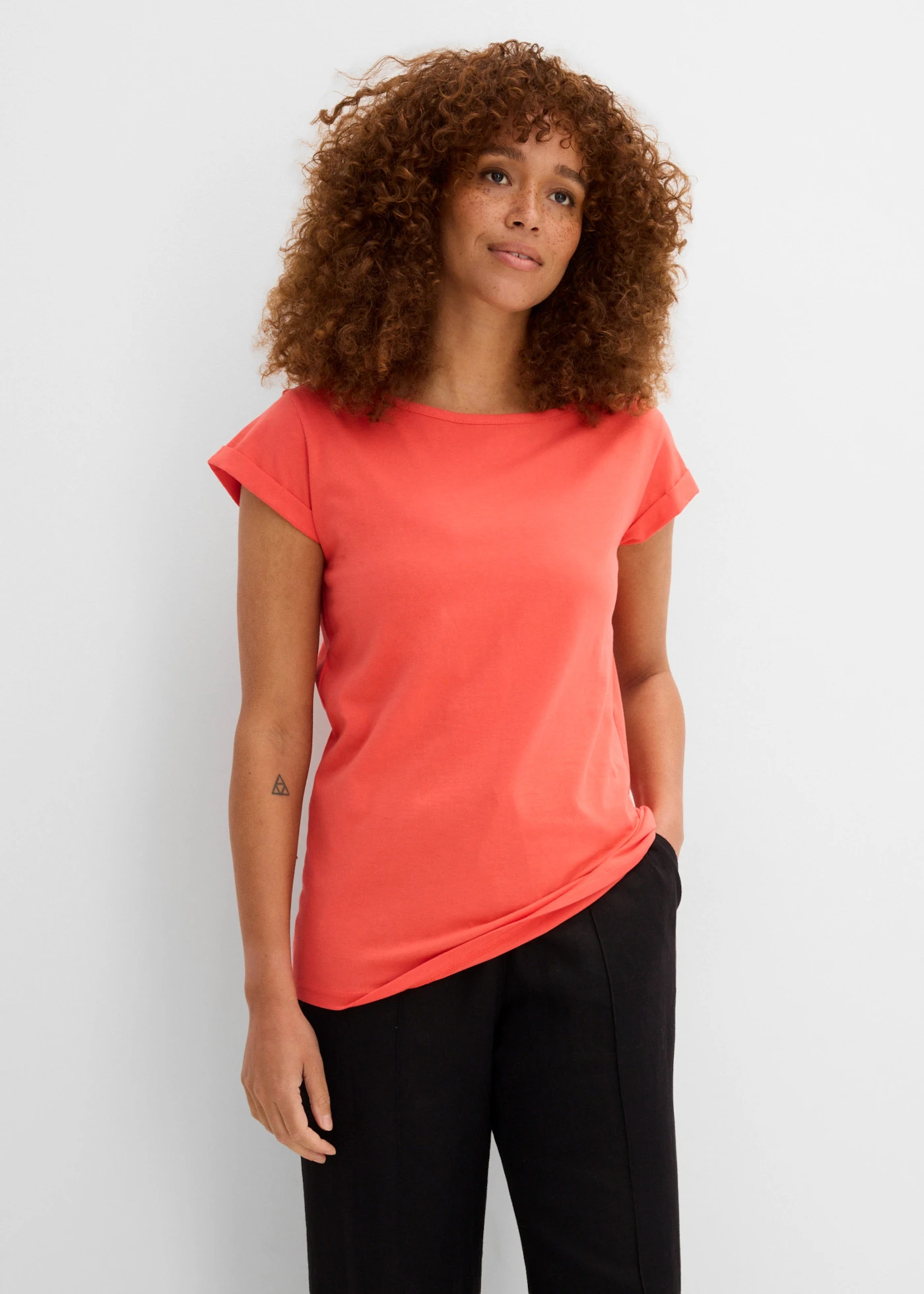 T-shirt van puur katoen • kreeftrood • bonprix online shop