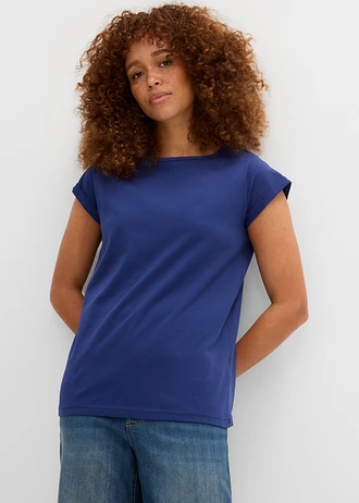 T-shirt van puur katoen, Kleur: middernachtblauw