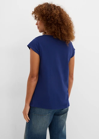 T-shirt van puur katoen, Kleur: middernachtblauw