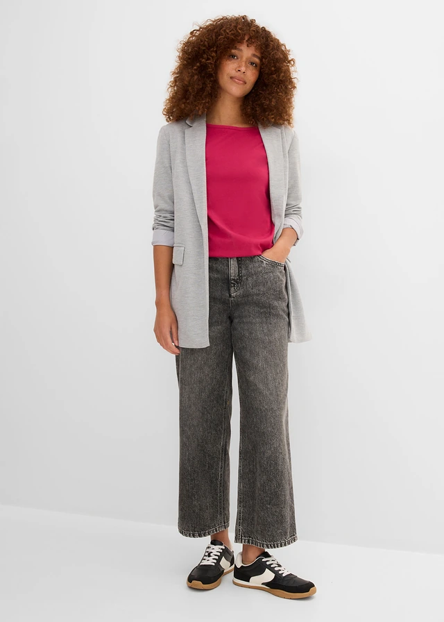 Jersey jurk van puur biologisch katoen lichtgrijs denim used