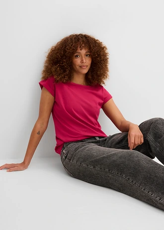 T-shirt van puur katoen • bessenrood • bonprix online shop