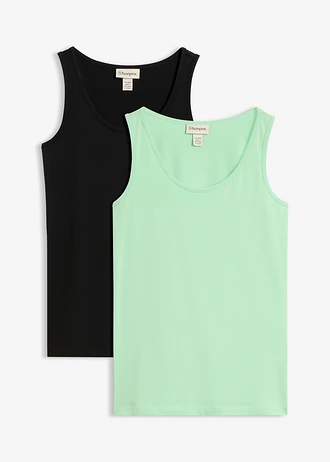 Tanktop (set van 2), Kleur: soft mint + zwart