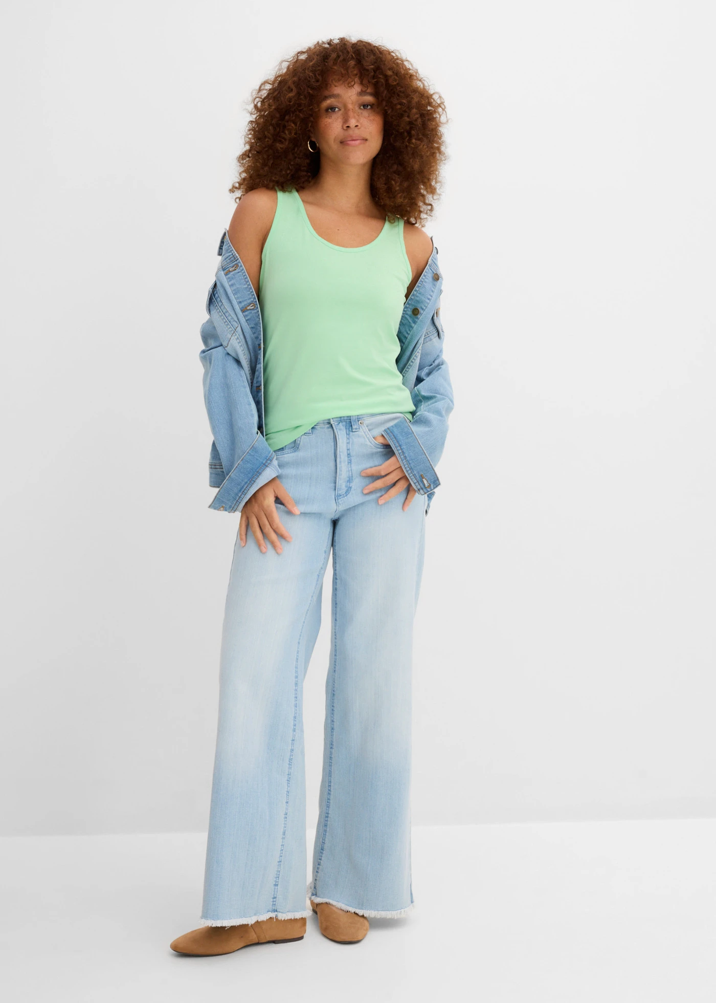 Tanktop met katoen (set van 2) • soft mint + zwart • bonprix online shop