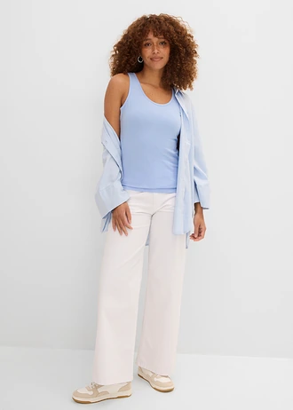 Tanktop (set van 2) • parelblauw+antraciet gemêleerd • bonprix online shop