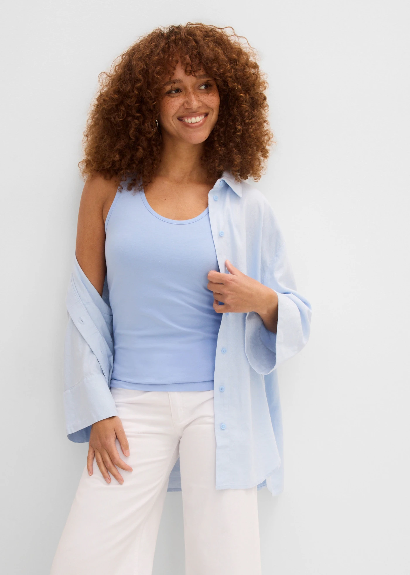 Tanktop (set van 2) • parelblauw+antraciet gemêleerd • bonprix online shop