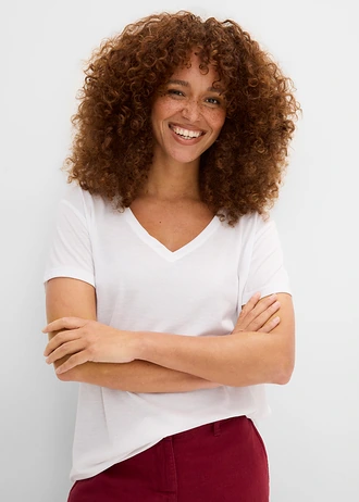 T-shirt met V-hals • wit • bonprix online shop