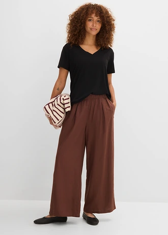 T-shirt met V-hals, Kleur: zwart