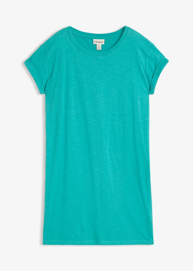 Jersey jurk van puur biologisch katoen • mat turkoois • bonprix online shop