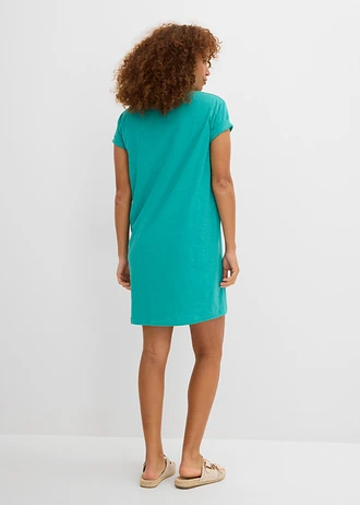 Robe en jersey 100% coton, Couleur: turquoise mat