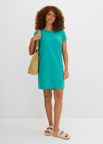 Jersey jurk van puur biologisch katoen • mat turkoois • bonprix online shop