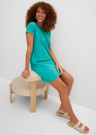 Jersey jurk van puur biologisch katoen • mat turkoois • bonprix online shop