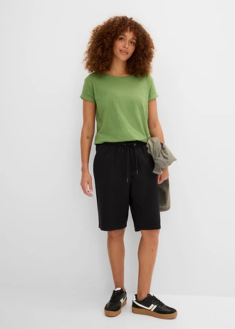 Sweat bermuda van katoen, Kleur: zwart