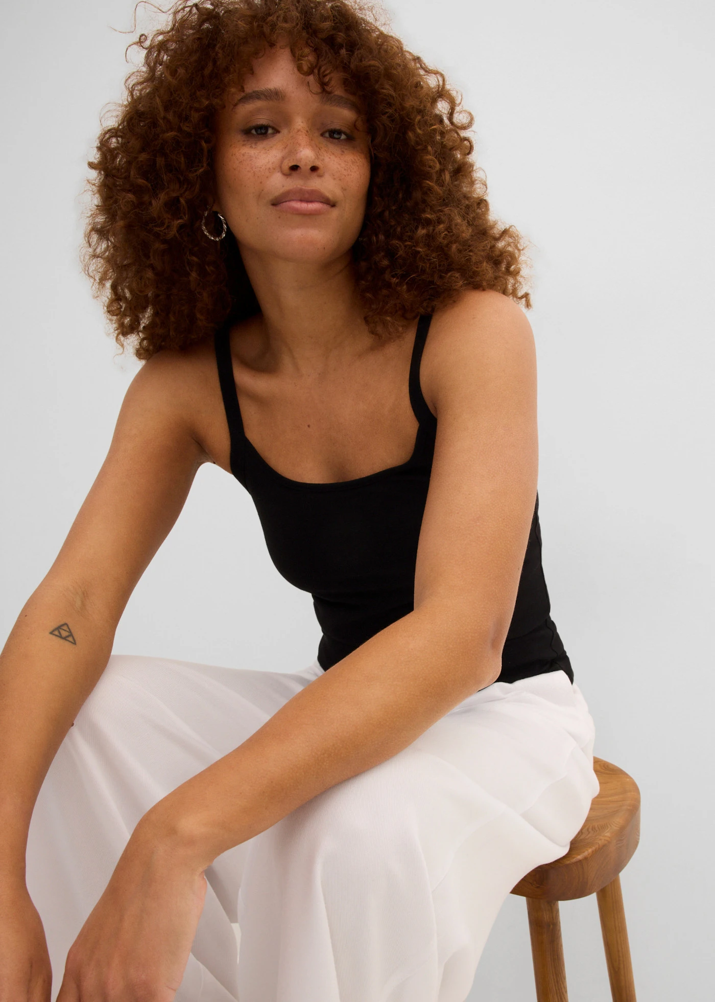 Lange spaghetti top met biologisch katoen (set van 2) • zwart • bonprix online shop