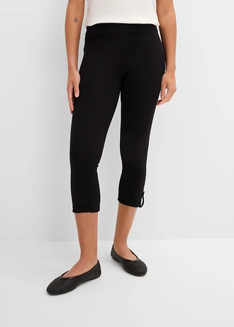 3/4 legging met turn-ups, Kleur: zwart