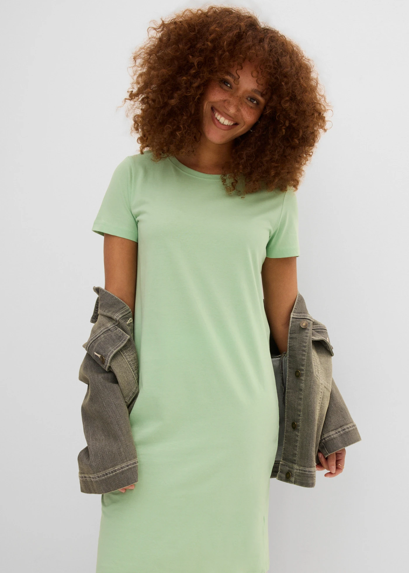 Jersey jurk van puur katoen (set van 2) • mint+zwart • bonprix online shop