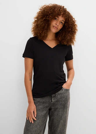 T-shirt van puur katoen, Kleur: zwart