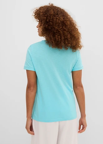 T-shirt van puur katoen, Kleur: aqua