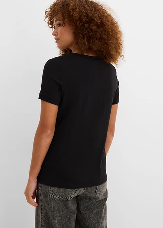 T-shirt van puur katoen, Kleur: zwart