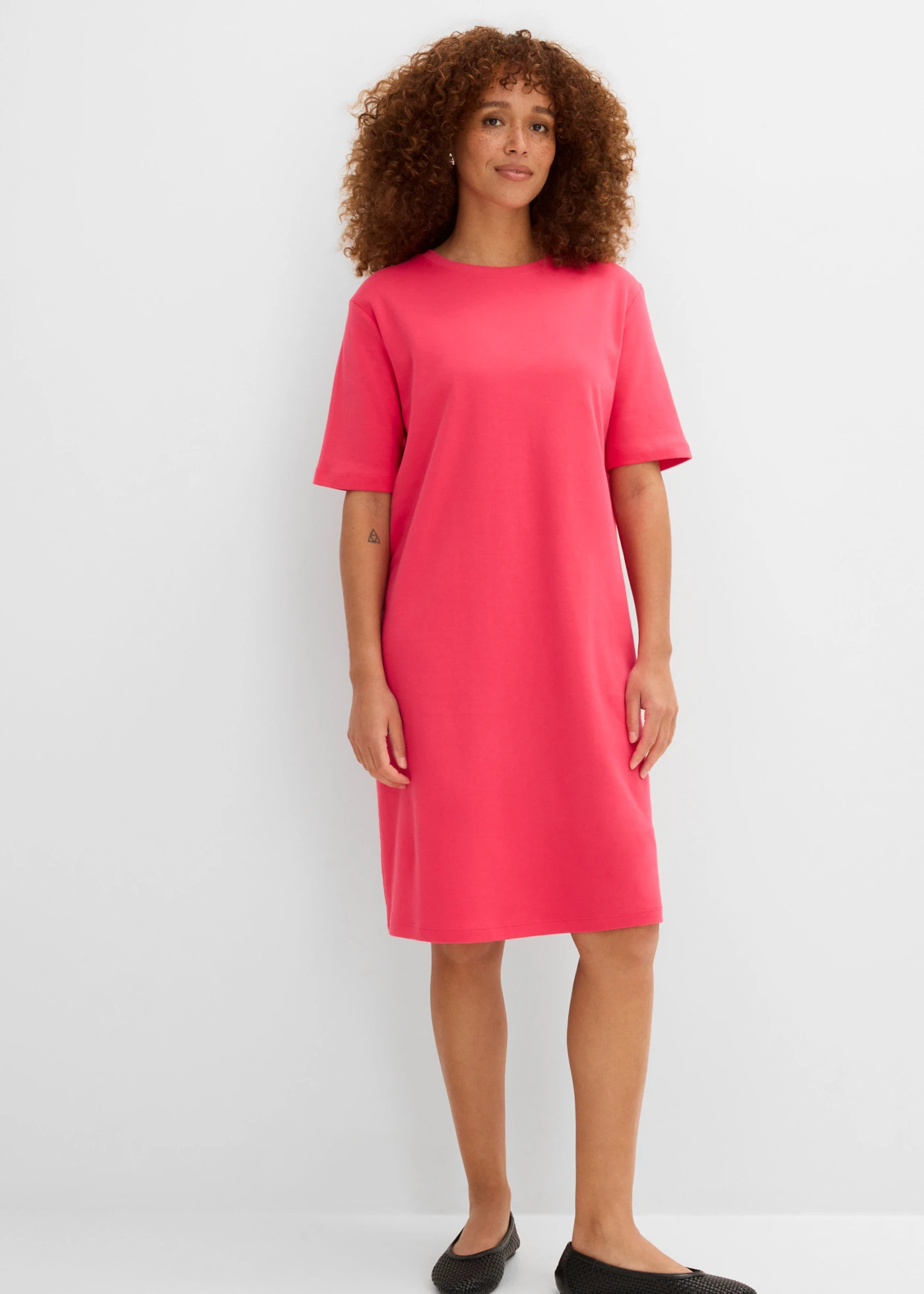 Rochie din tricot (2 buc.) • pink-hibiscus + gri melanj • magazin bonprix