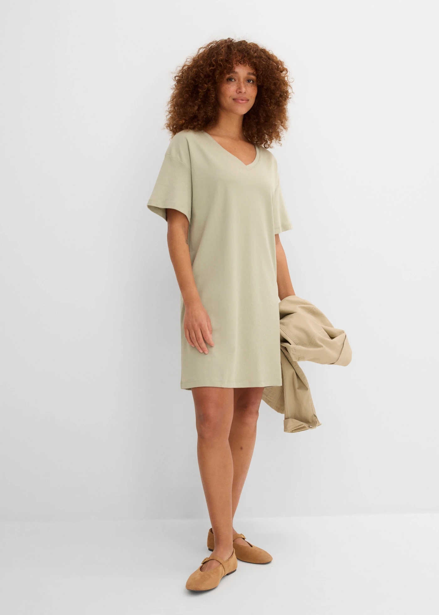 Lot de 2 robes oversize 100% coton • bleu foncé + gris vert • Boutique bonprix