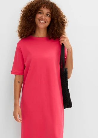 Sukienka T-shirtowa (2 szt.) • różowy hibiskus+szary melanż • sklep bonprix