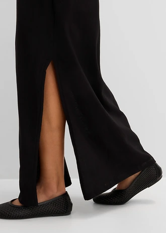 Katoenen maxi jurk met split • zwart • bonprix online shop