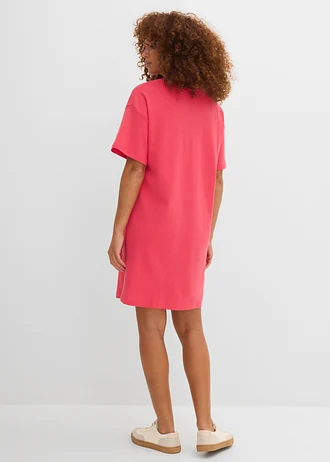 Úpletové šaty s výstřihem do V, oversized (2 ks v balení) • ibiškově pink+černá • bonprix obchod