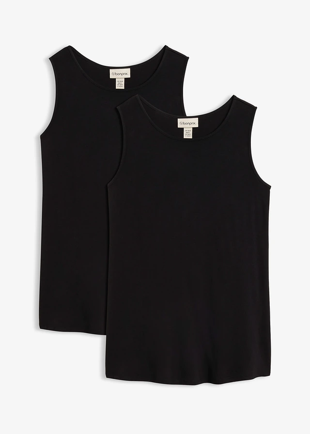 Lange top van zachte viscose (set van 2) • zwart • bonprix online shop
