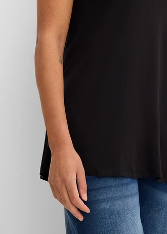 Lange top van zachte viscose (set van 2) • zwart • bonprix online shop