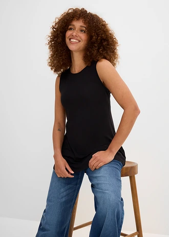Lange top van zachte viscose (set van 2) • zwart • bonprix online shop