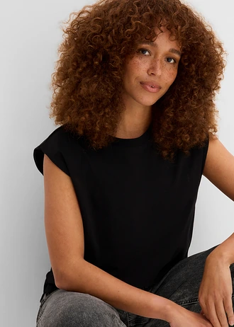 Bluză oversize din bumbac organic 100% • negru • magazin bonprix