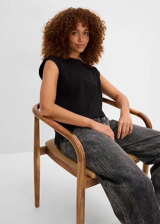 Bluză oversize din bumbac organic 100% • negru • magazin bonprix