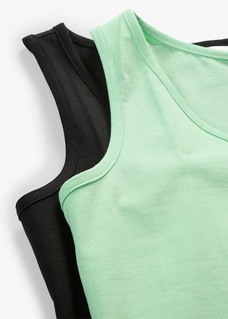 Tanktop (set van 2) • soft mint + zwart • bonprix online shop